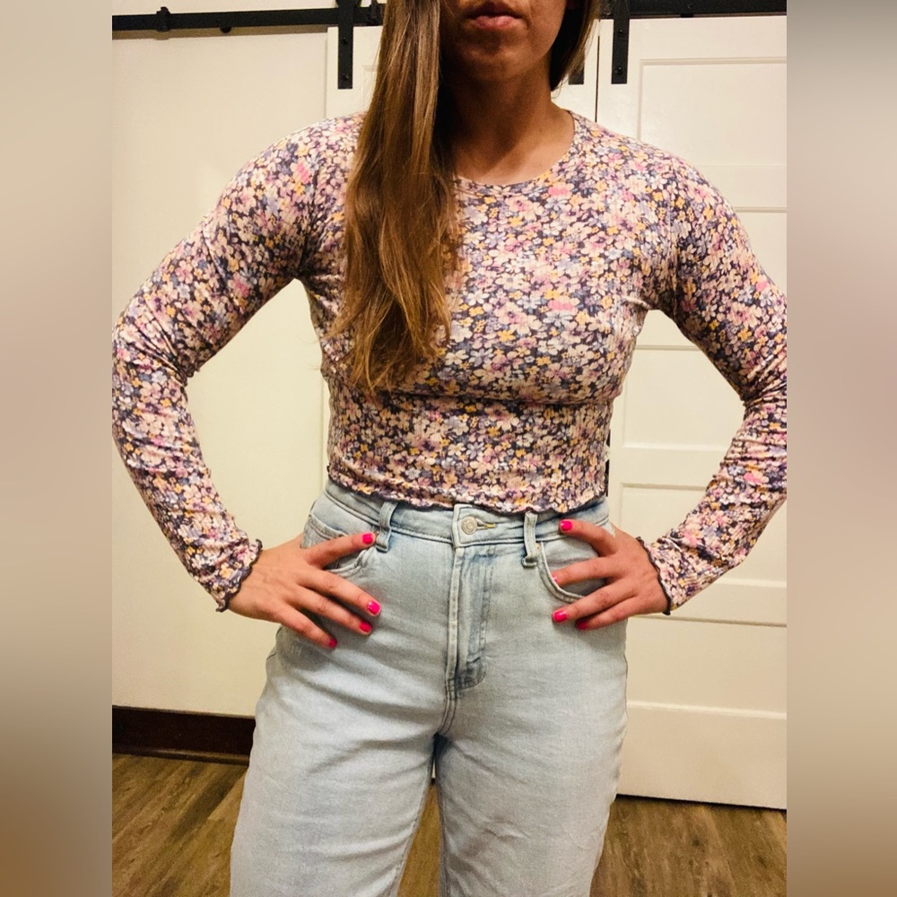 Flower long sleeved crop top Target